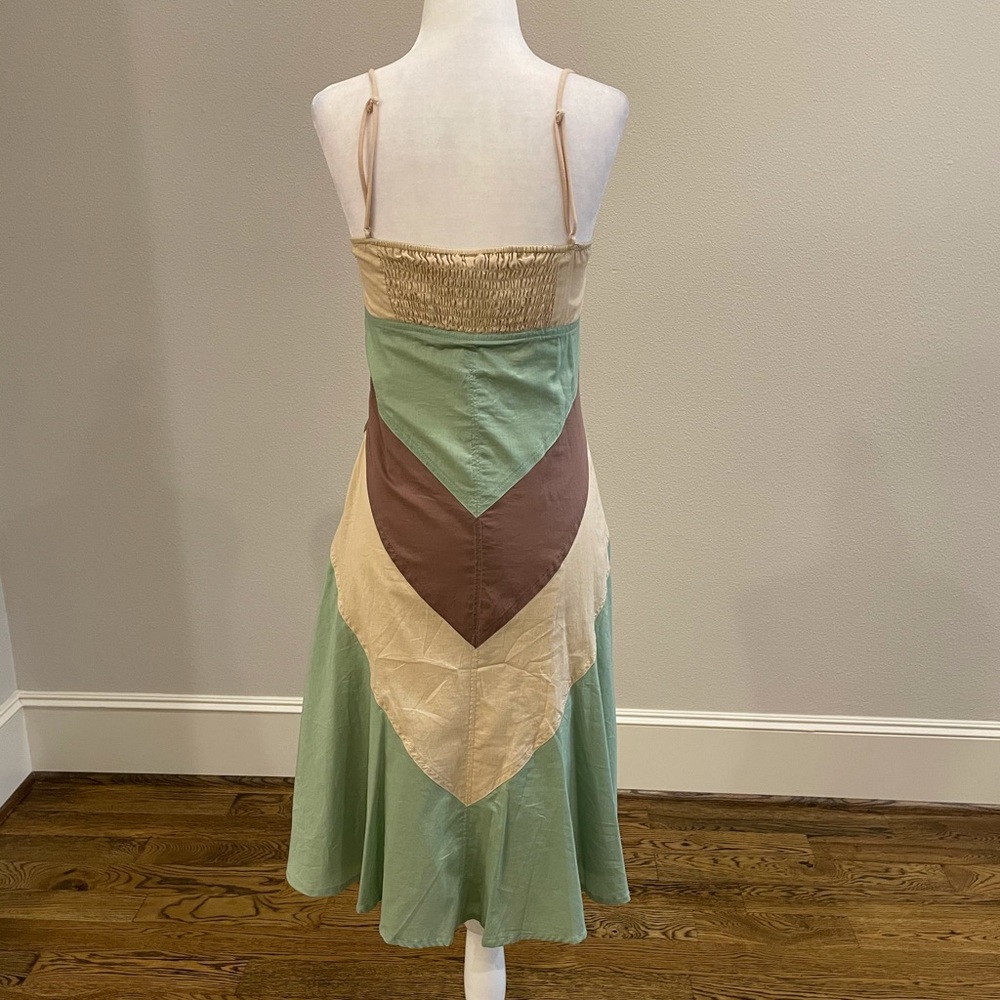Mint, brown and tan chevron cotton midi dress - Picture 5 of 8